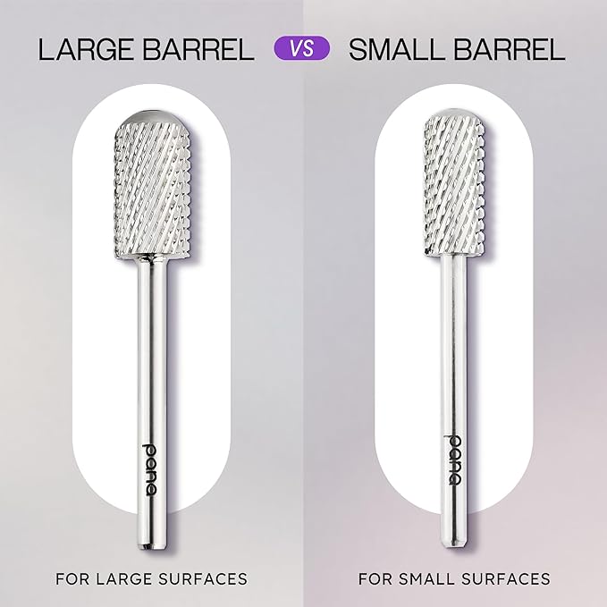 PANA 3/32" Small Smooth Round Top Safety Carbide Nail Drill Bit for Gel Polish & Acrylic Removal Nail Salon Manicure Pedicure Electric File Tools (Small Barrel - Silver, Coarse)