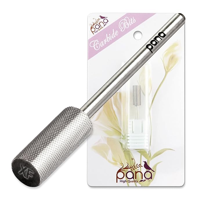 PANA Flat Top Small Barrel 3/32" Shank Size - (Silver, Extra Fine Grit) - Fast remove Acrylic or Hard Gel Nail Drill Bit for Manicure Pedicure Salon Professional or Beginner