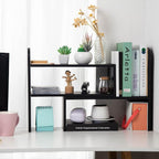 Desktop Adjustable Natural Wood Book Shelf Organizer Office Storage Rack - Image 4
