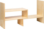 Desktop Organizer Office Storage Rack Adjustable Natural Wood Display Book - Image 8