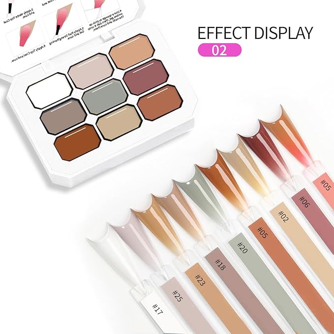 Ombre Gel Nail Polish Nail Sponges for Ombre 9 Series Colorful Blush Effect Gradient Painting Gel for Ombre Nails Multistyle French Manicure Nail Art DIY Home (A2)