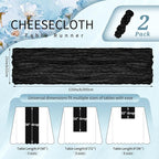 Showgeous 2 Pack Black Cheesecloth Table Runners Boho Wedding Decor | Rustic - Image 2