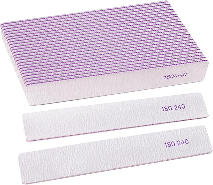 Nail Files, Professional 180/240 Grit Double Sided Emery Boards for Natural Nails Fingernail Toenail File Kit, Heavy Duty Emory (24 Pcs 180/240 Grit)