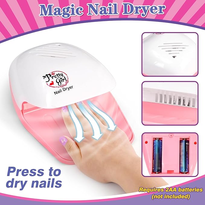 Kids Foot Spa & Nail Kit Set, Kids Spa Day Kit for Girls, Massage Foot Soak Tub and Nail Dryer, Manicure Pedicure Art Salon Girl Gift for 5-12, Christmas Birthday Gifts