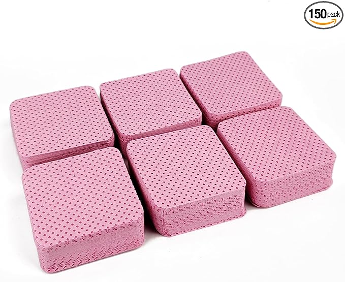 150 Pcs Lint Free Nail Wipes, Non-Woven Nail Polish Remover Pads Nail Polish Wipes for Nail Polish Removal Eyelash Extensions DIY Nail Art Supplies (Pink)
