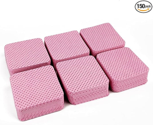 150 Pcs Lint Free Nail Wipes, Non-Woven Nail Polish Remover Pads Nail Polish Wipes for Nail Polish Removal Eyelash Extensions DIY Nail Art Supplies (Pink)