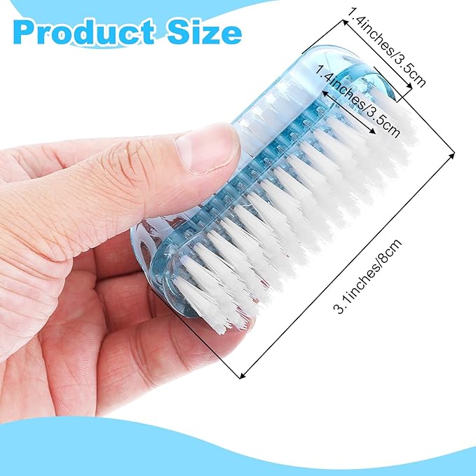 2PCS Two Sided Nail Brush, Soft and Stiff Bristles for Cleaning Under Nails and Fingernails, Durable Nylon PP Scrub Fingernail Brushes with Non Slip Grip, Nail Brushes Portable for Men Women