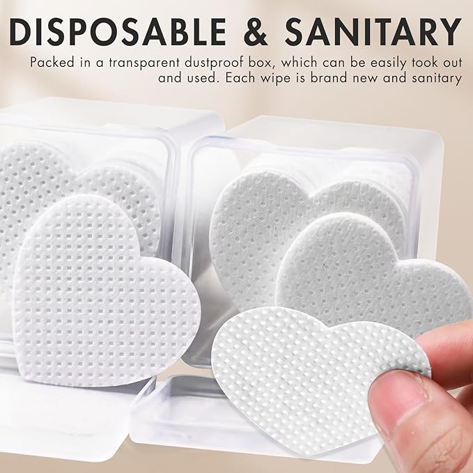 600 PCS Embagol Eyelash Extension Glue Wipes Lint Free Nail Wipes Non-Woven Fabric Lash Glue Wipes Nail Polish Remover Wipes for Lash Extension Supplies (White)