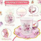 24 Sets Disposable Paper Tea Cups 7 OZ Floral Tea Party Cups | - Image 3