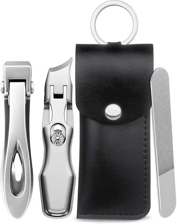Nail Clipper Set,Straight Blade Nail Clippers for Thick Toenails, Professional Stainless Steel Fingernail Toenail Clippers for Men