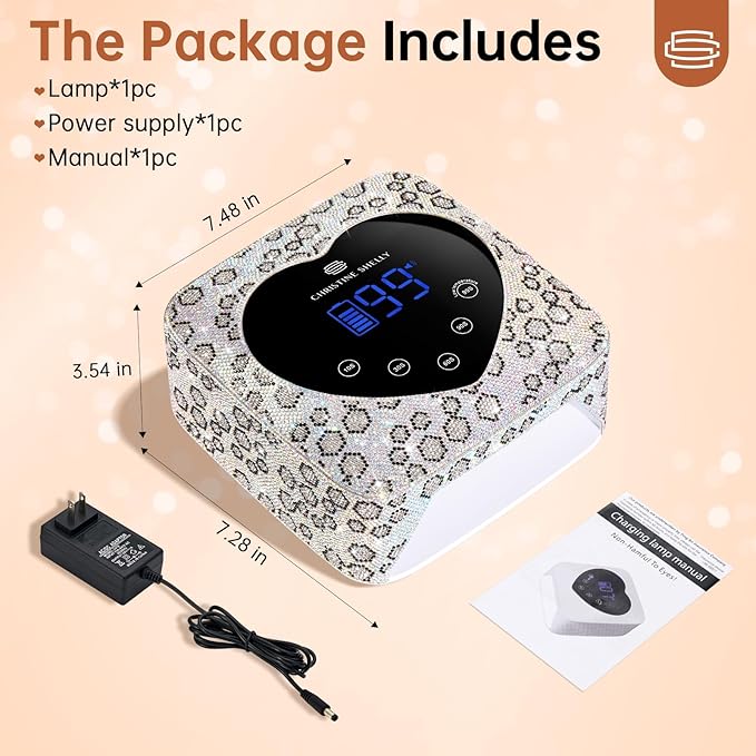 UV LED Nail Lamp 72W Rechargeable Sparkly Wireless Nail Dryer Gel Polish Light with 5 Timer Setting Professional Quick Dry Curing Lamp with Display Auto Sensor for Salon & Home