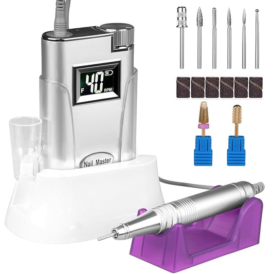 Nail Drill Professional, HoMove 2-in-1 40,000 RPM Cordless Nail Drill Rechargeable, Powerful Efile Nail Drills for Gel Dip Acrylic Nails/ Nail Art Salon/ Home Use