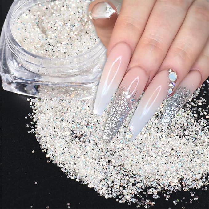Holographic Nail Art Sequins Glitter Kits 12 Boxes 3D Nails Glitter Metallic Shining Flakes Acrylic Powder Dust Sequins for Nails Decoration Holographic Manicure Tips (Vintage Color-2set)