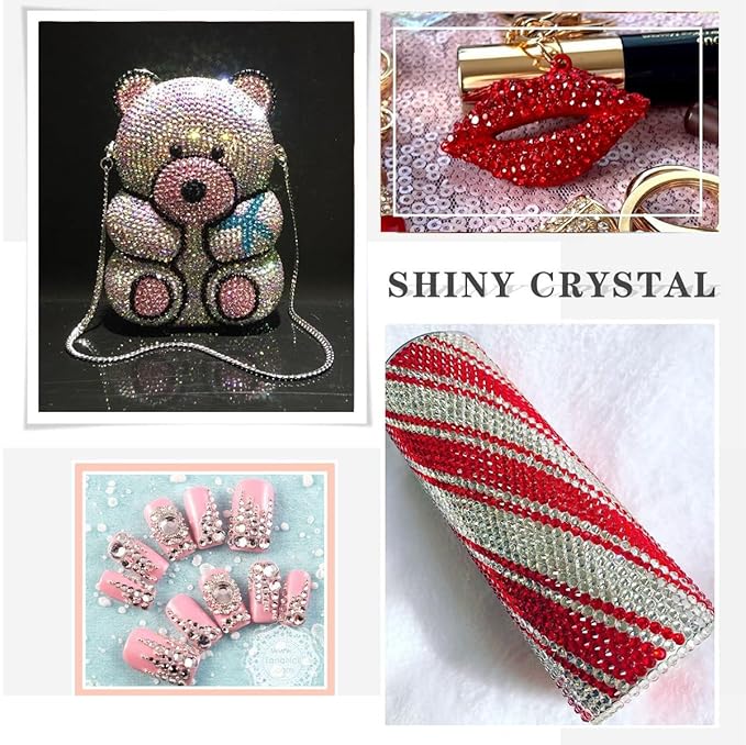 Novani Rhinestones 3000Pcs Flatback Crystal Round Loose Gemstones Glass Rhinestones for Crafts Makeup Nail Art Clothes Shoes DIY Decorations(SS10, 2.7-2.9mm,Light Siam)