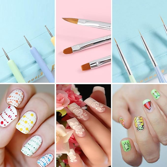 WOKOTO 18 PCS Nail Art Brushes Set Gel Polish Nail Art Design Pen Painting Tools For Acrylic Nails Art Painting Brush Fingernail Brush Nail Cleaning Brush Nail Art Liner Brush And Nail Dotting Pen