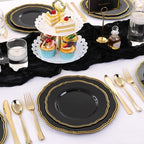 60 Pcs Black Gold Dinner Plates - Image 4