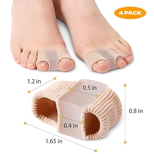 4 PCS Gel Bunion Toe Separators with 2 Loops for Overlapping Toes Gel Toe Spacers Bunion Corrector for Feet, Hammer Toe Straightene for Women Men