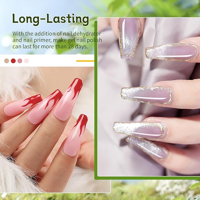 JODSONE 4Pcs Base Coat Top Coat Nail Primer Nail Dehydrator for Long Lasting Manicures Prep Protect and Perfect Your Nails 16.5ml Each Salon Quality Set