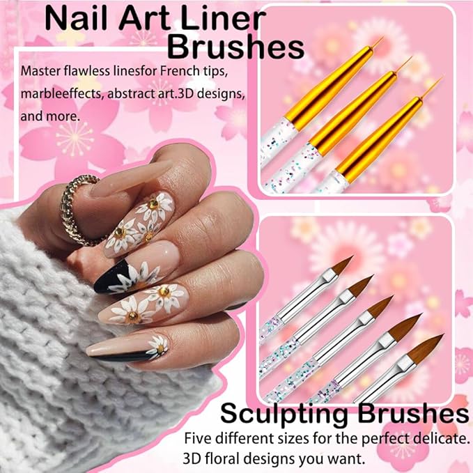Nail Art Tools 30Pcs Set,Nail Art Pens Brush Resin Nail Art Palette,Nail Dotting Tools, Striping Nail Art Brushes for Long Lines,Nail Drawing Pen Dotting Pen Tools Nail Art Kit for Nail Art DIY