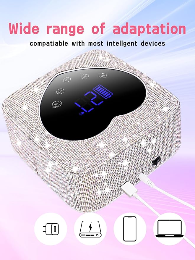 Hongfa Cordless Gel Nail Lamp, Rechargeable UV LED Nail Dryer for Gel Polish with LCD Display, Auto Sensor and 5 Timer Settings Professional Gel Curing Light for All Gel Nail Polish, Manicure Tools