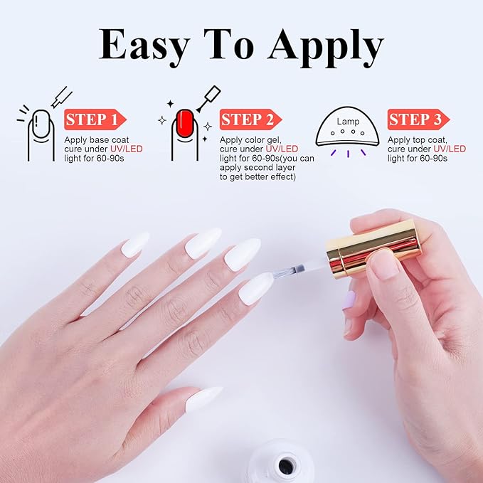 Imtiti Gel Nail Polish, 1 Pcs 0.5 Fl Oz White Nude Gel Polish Soak Off LED U V Nail Gel Polish Neutral Gel Nail Polish DIY Nail Art Starter Manicure Salon Gel Nail Kit for Women Girls