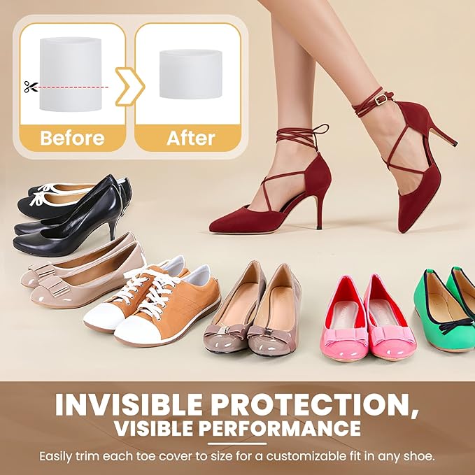 Pnrskter Silicone Toe Protectors -Toe Sleeve, Toe Caps For Hammer Toes, Overlapping Toes, Blisters, Calluses, Corns,Toenails Loss (8pcs For M Size, 4pcs For L Size)
