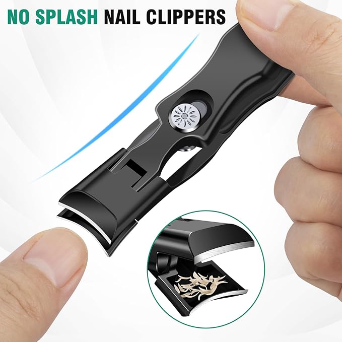 Nail Clippers for Men with Catcher, Large Wide Opening Toenail Clippers for Seniors Thick Toenails, Heavy Duty Sharp Stainless Steel Toe Nail Clippers with Long Handle Gifts for Men Women
