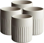 Goodies White Ribbed Water Cups, Handmade Ceramic, Dishwasher Safe, Microwave by Goodies