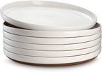 DOWAN 10.5" Large Dinner Plates Set of 6, High Edge Ceramic Plate by DOWAN