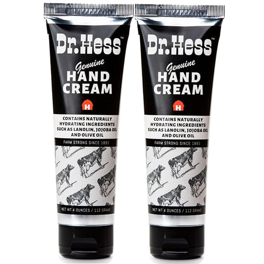 Dr. Hess Genuine Hand Cream, Nourishing lotion for Dry, Cracked Hands & Heels, Eczema Relief, with Lanolin, Beeswax, Olive Oil & Vitamin E, Cruelty-Free, Paraben & Sulfate-Free, 4 oz, 2 Pack