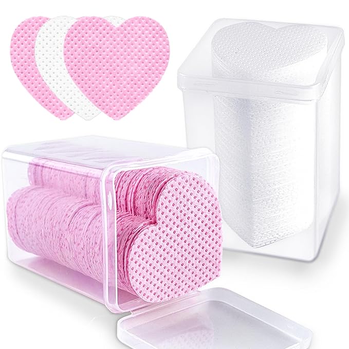 400Pcs Lint Free Nail Wipes,Nail Polish Remover Wipes,Eyelash Extension Glue Wipes,Nail Polish Remover Pads,Nail Supplies,for Lash Extension Supplies,Nail Art(White,Pink)