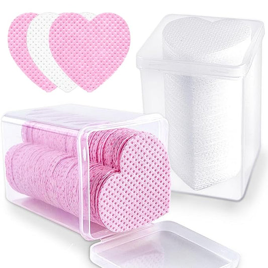 400Pcs Lint Free Nail Wipes,Nail Polish Remover Wipes,Eyelash Extension Glue Wipes,Nail Polish Remover Pads,Nail Supplies,for Lash Extension Supplies,Nail Art(White,Pink)