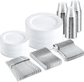 bUCLA 300PCS Silver Disposable Plastic Dinnerware Set by BUCLA