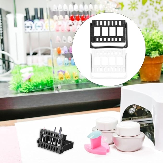 Acrylic Display Risers Nail Display Stand 2PCS Nail Drill Bits Holder 16 Holes Drill Bit Organizer Stand Manicure Nail Art Rack Grinding Head Holder for Home Vessel Bits Nail Bit Holder