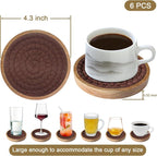 Eykao 6 Pack Absorbent Coasters, 4.3 inches Cork - Image 6
