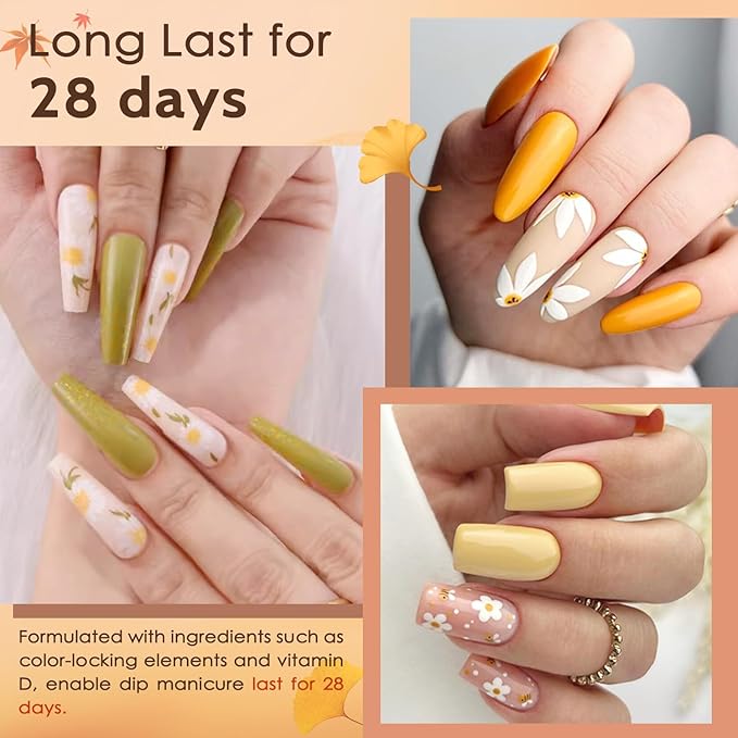 Lavender Violets 22pcs Halloween Dip Powder Nail Kit 16 Colors Red Brown Gold Green with Dip Powder Liquid Perfect Gift for Women Nail Art DIY M967