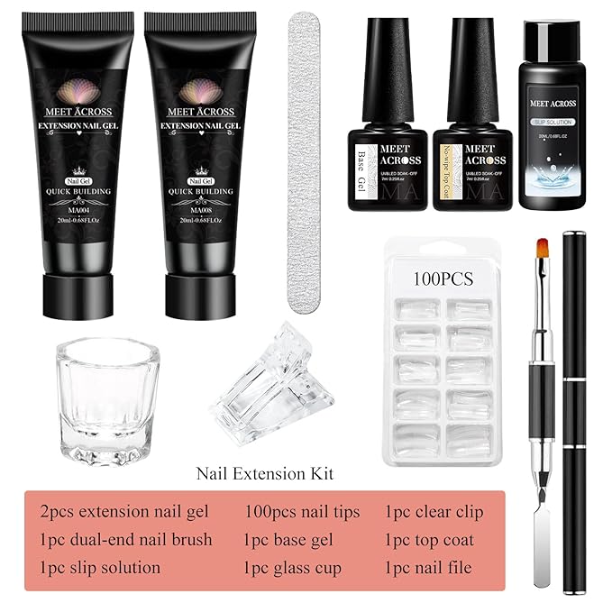 MEET ACROSS Poly Nail Gel 10Pcs Nail Extension Gel Set and Nail Extension Starter Kit for Beginners Nail Art DIY Home Gifts for Women (SET-5, 10pcs)