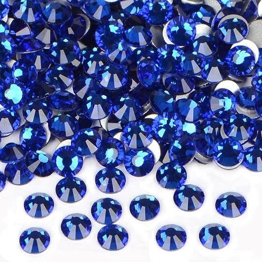 2880PCS Art Nail Rhinestones Non Hotfix Glue Fix Round Crystals Glass Flatback for DIY Jewelry Making with one Picking Pen (ss10 2880pcs, Sapphire)
