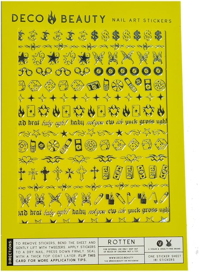 Deco Beauty Rotten Nail Stickers - Lightweight & Easy-to-Apply Nail Art with Cute & Trendy Designs - Durable & Long-Lasting Nail Stickers for Women, Ideal for DIY Manicures