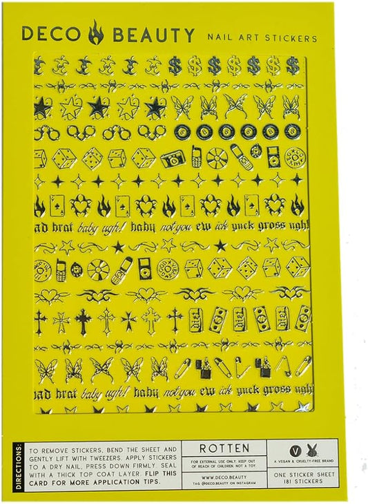 Deco Beauty Rotten Nail Stickers - Lightweight & Easy-to-Apply Nail Art with Cute & Trendy Designs - Durable & Long-Lasting Nail Stickers for Women, Ideal for DIY Manicures