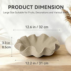Scalloped Decorative Bowl, 12.6" Shell Ruffle Fruit Bowl Home Decor | Modern - Image 3