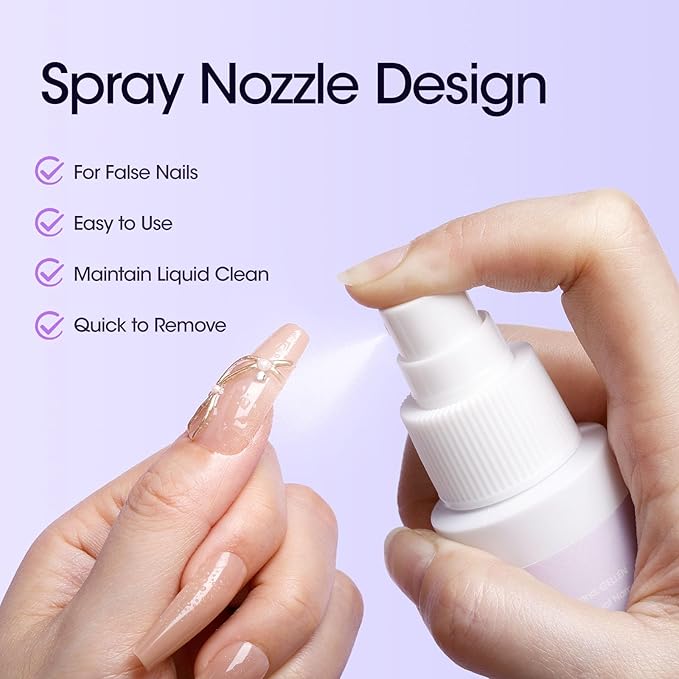 Gellen Solid Gel Nail Glue Remover Spray, 60ML Nail Glue Remover for Press On Nails Acrylic Nails Fake Tips, Acetone Free Soak Off Press-on Nail Removers Glue Off, Not UV Gel Polish Removers