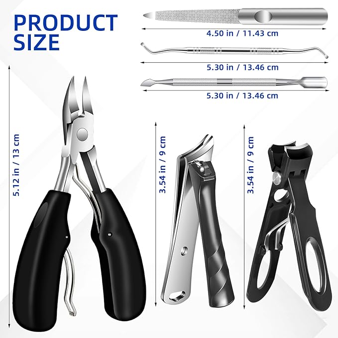 Thick Toenail Clippers for Mens, Professional Large Toe Nail Clippers for Thick Nails for Seniors, Heavy Duty Edgy Ingrown Toenail Clippers, Sharp Slanted Nail Cutter with Wide Jaw