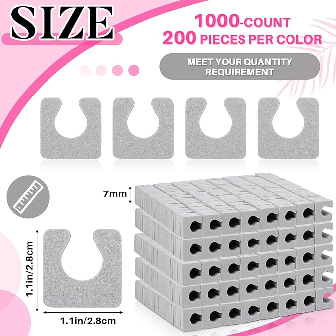 Mumufy 1000 Pcs Individual Toe Separators Bulk Soft Foam Comfortable Pedicure Toe Separators Dividers for Women Men Art Manicure Feet Nail Polish Painting Spa(Gray)