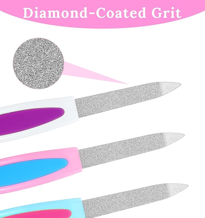 9PCS Nail File Metal Nail Files, Sword-Shaped Metal Nail Files for Women, Stainless Steel with Non-Slip Handle and Sharp Tip