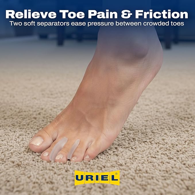 Uriel Silicone Toe Separators for Women & Men – Reusable Toe Spacers for Overlapping Toes, Bunions & Calluses – Soft Non-Slip Design in 2 Sizes for Everyday Comfort, Yoga & Barefoot Use