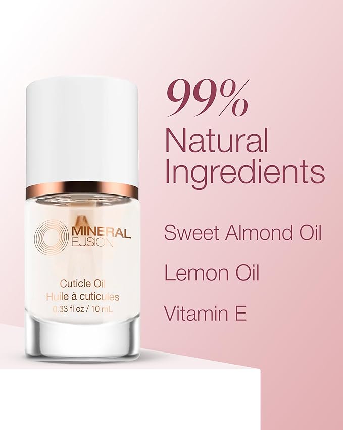Mineral Fusion Cuticle Oil Nail Treatment - Natural Moisturizer with Vitamin E and Sweet Almond Oil - Softens & Protects Cuticles - Vegan, 99% Naturally Derived Formula - 0.33 oz