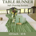 12 Pack Sage Green Cheesecloth Table Runners – 10FT Rustic Gauze Bulk Set - Image 2