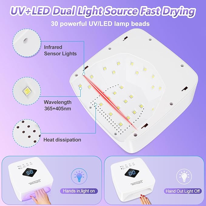 Cordless Rechargeable UV LED Nail Lamp,LKE 86W UV Light for Gel Nails UV Nail Light Nail Dryer with 3Timer Setting Display Auto Sensor Professional Quick Dry Gel Polish