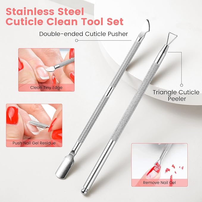 Toe Nail Soaking Bowl Acetone Proof: 1Pair Soak Off Dip Powder Gel Polish Remover - Manicure Bowl for Toenails Soaking with Cuticle Pusher, Cuticle Peeler, Nail File Buffer (Pink)